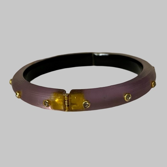 Alexis Bittar Lucite Crystal Hinged 
Bangle Bracelet Purple - Picture 2 of 7